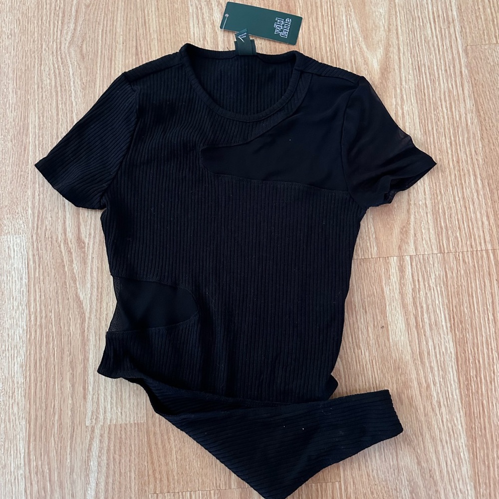 Black Mesh Cut Out Body Suit
